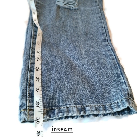 *SOLD* NEW Boohoo Blue Womens Plus 16 Tall Blue High Waist Mom Jeans Acid Ligh - Picture 7 of 12